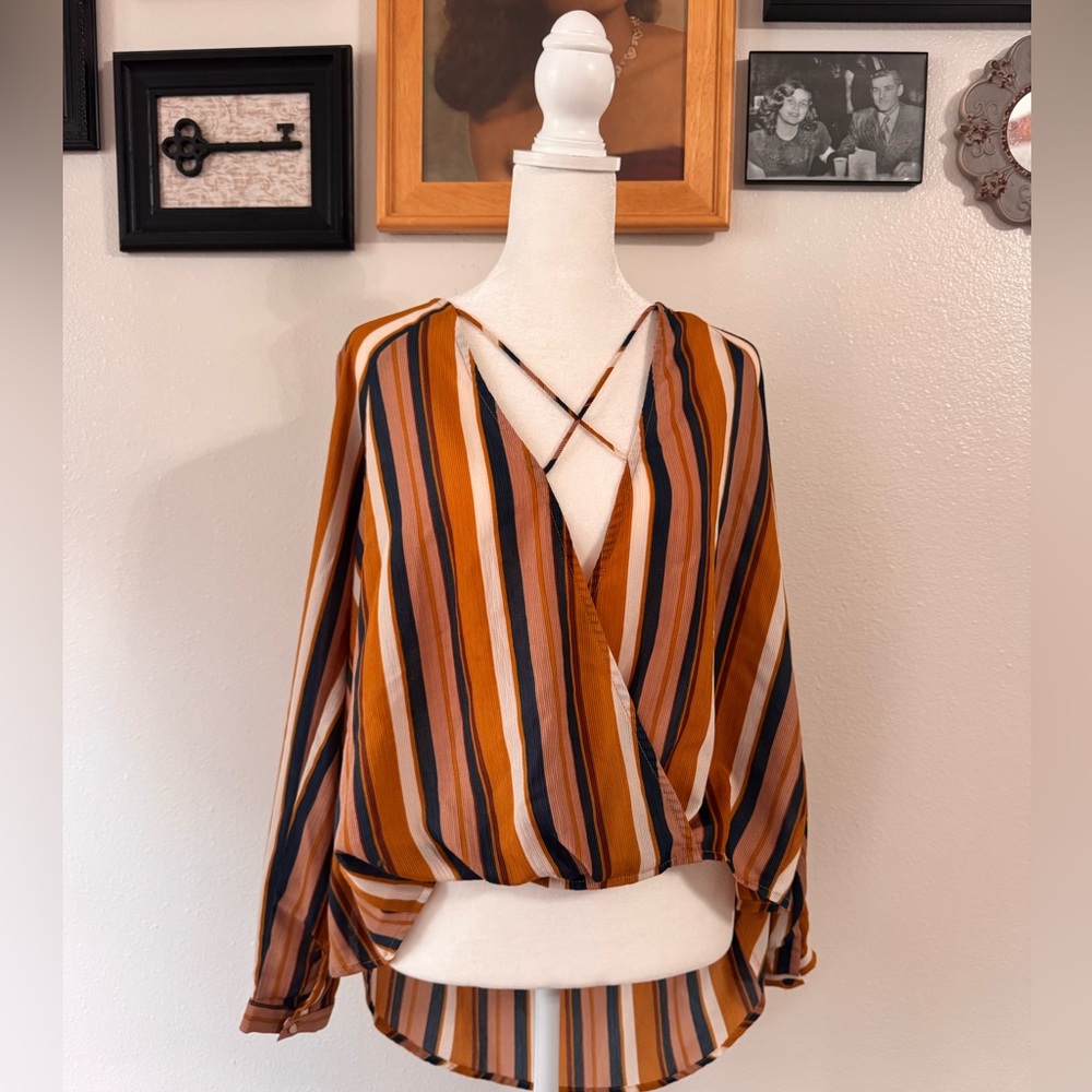 Alythea Multicolor Striped Wrap Blouse